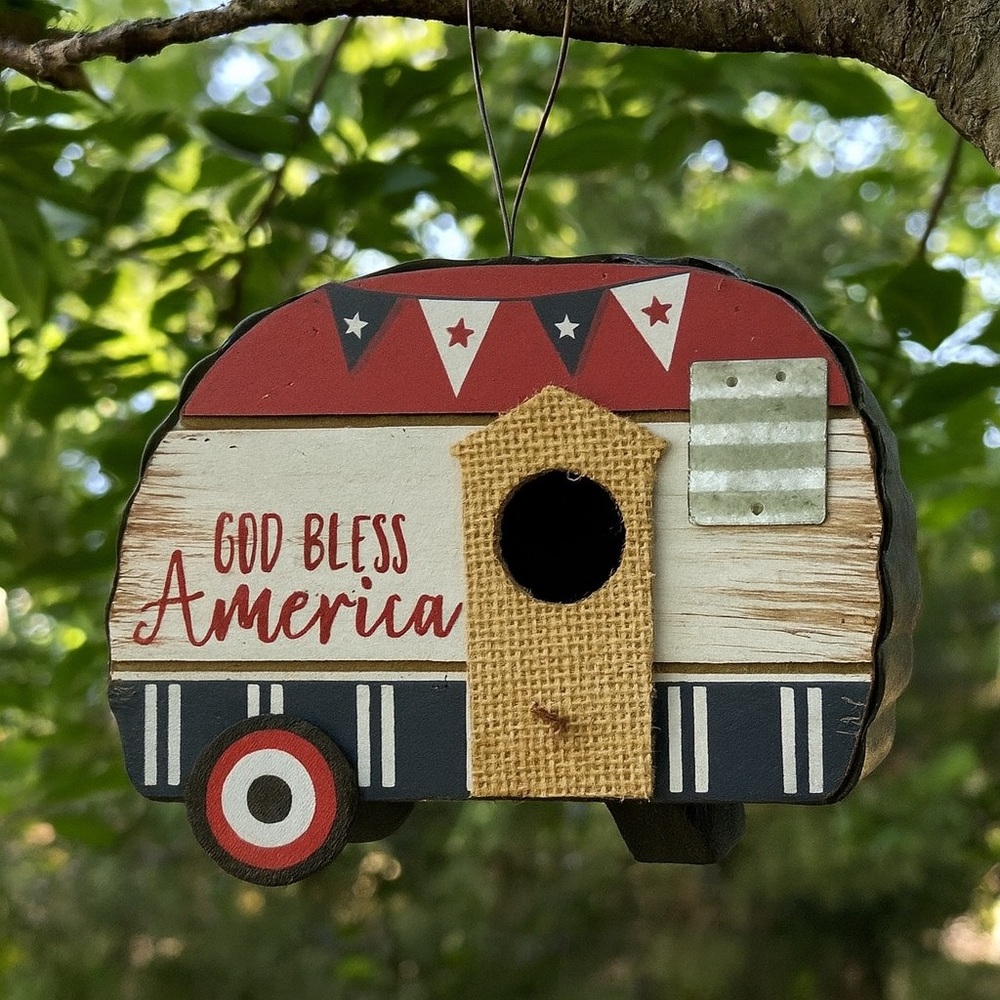 God Bless America  Camper Bird House